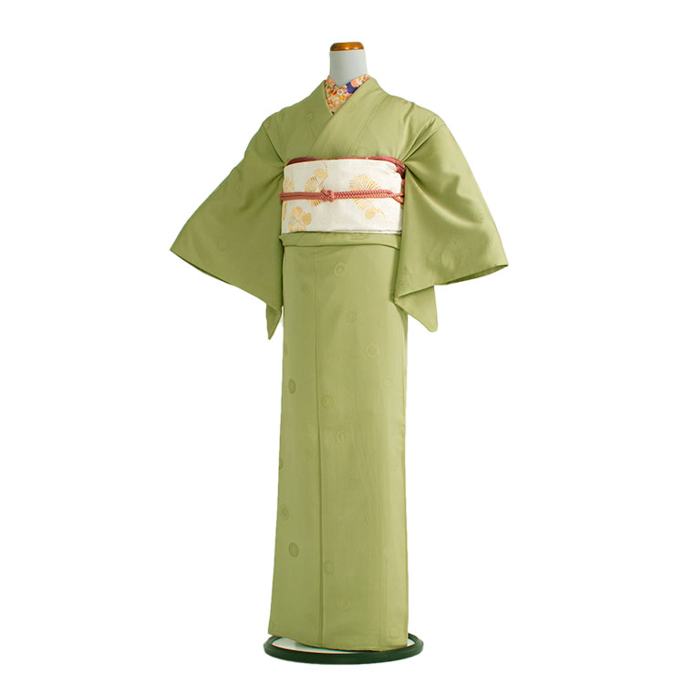 【レンタル】訪問着 フルセットレンタル / 125十六菊織柄抹茶 / 付下げ 着物 結婚式 入学式 卒業式 卒園式 七五三 お宮参り お茶会 式典 結納 753 訪問着レンタル 着物レンタル きものレンタル 訪問着フルセット ママ 母親 母 貸衣装 貸衣裳 セット 送料無料