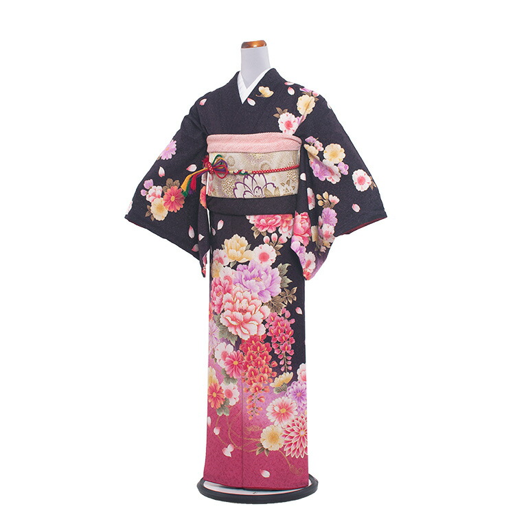 【レンタル】訪問着 フルセットレンタル / 286　深紫ラメ/ぼたん / 付下げ 着物 結婚式 入学式 卒業式 卒園式 七五三 お宮参り お茶会 式典 結納 753 訪問着レンタル 着物レンタル きものレンタル 訪問着フルセット ママ 母親 母 貸衣装 貸衣裳 セット 送料無料｜着物レンタル　京都ちりめんや 11,396円
