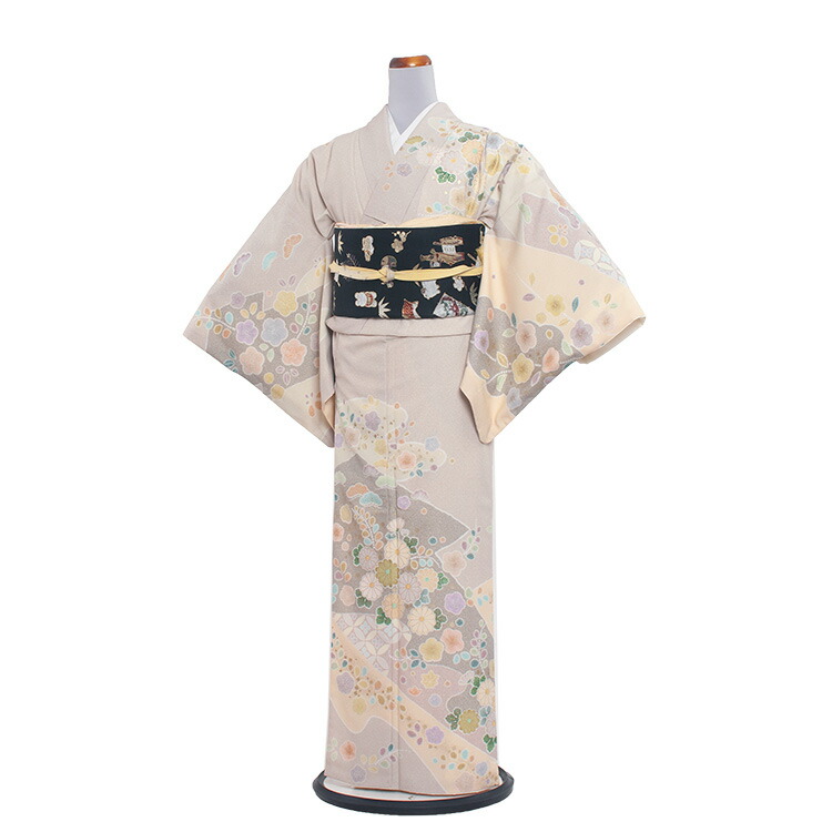 楽天市場】【レンタル】 訪問着 入学卒業 (0341)グレー松と梅/三つ紋