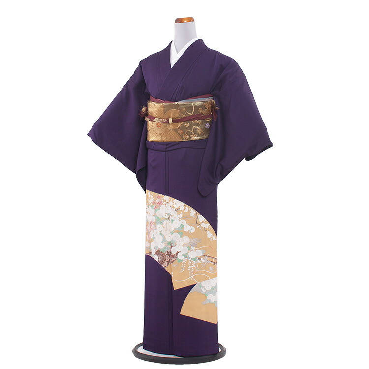 【レンタル】 訪問着 入学卒業　(0340)紫/一つ紋 付下げ 着物 結婚式 入学式 卒業式 卒園式 七五三 お宮参り お茶会 式典 結納 753 訪問着レンタル 着物レンタル きものレンタル 訪問着フルセット ママ 母親 母 貸衣装 貸衣裳 セット 送料無料