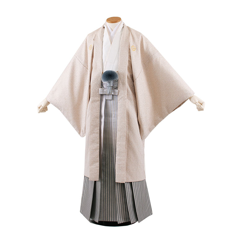 【レンタル】紋付12点フルセット 往復送料無料 新品足袋プレゼント 卒業式 結婚式 成人式 イベント レンタル袴 レンタル衣装 袴セット 羽織袴 紋付袴 袴レンタル 紋付羽織袴 男 袴 男性 セット メンズ 貸衣装 紋付き袴 紋付 羽織 着物 ベージュ ストライプぼかし袴 7P07