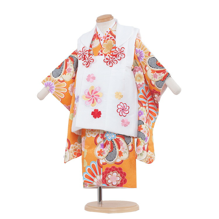 ★Queenです★七五三 アンティーク 女の子 子供着物 No32 レンタル】七五三 3歳 着物 ニコアンティーク 女の子 被布セット