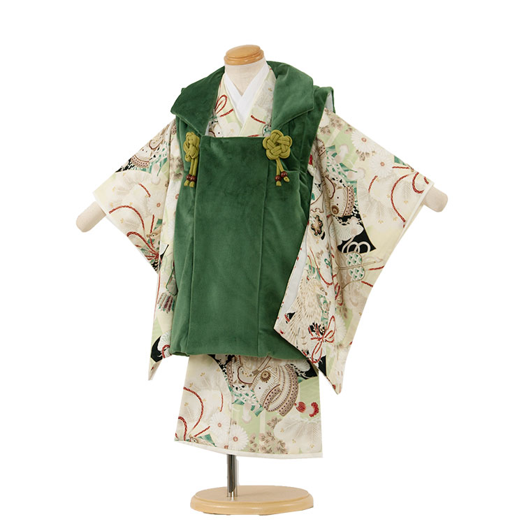 510ab2◎七五三 三歳 男の子 アンティーク着物&被布 レトロ 利休鼠◎ 2116.jpg