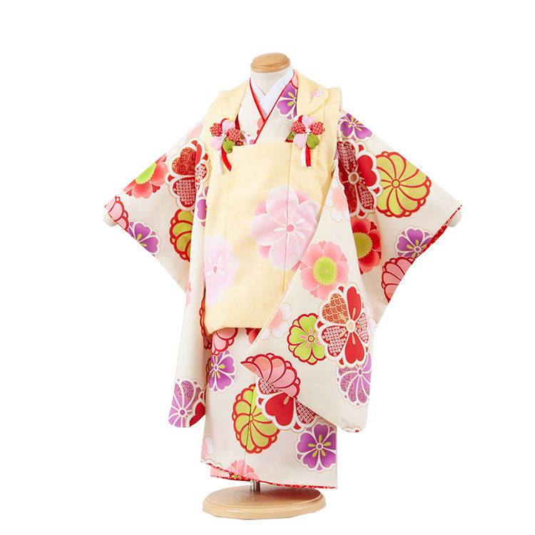 半額sale 着物セット アンティーク かわいい おしゃれ レンタル 女の子 3歳 着物 レンタル 七五三 レトロ ブランド オフ白 花わらべ 3192 往復送料無料 貸衣裳 貸衣装 七五三レンタル きもの 子供 ひな祭り 753 被布フルセット 753着物 被布 3歳女の子 和風モダン