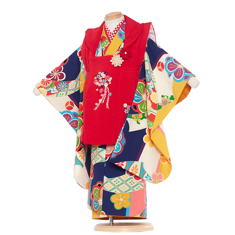 国内発送 レンタル 七五三 往復送料無料 3305 白地 ねじり梅 貸衣裳 貸衣装 七五三レンタル きもの 子供 ひな祭り 753 被布フルセット 753着物 被布 3歳女の子 和風モダン古典 レトロ アンティーク かわいい おしゃれ レンタル 女の子 3歳 着物 3ap3305