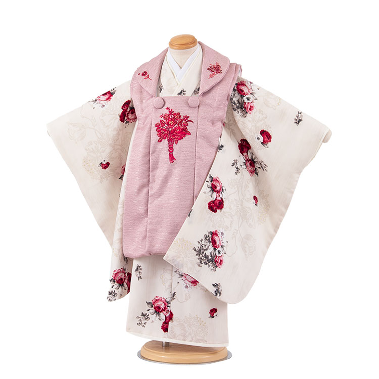 【賃借】七五三（3歳御嬢さん厚地の外套）3618 JILLSTUART サクラ色 ローズ JILLSTUART うしろ帯 厚地の外套賃借 一般受け  今めかしい 好いたらしい 3歳うしろ帯 厚地の外套フルセット 3才 数え年 ひな祭り 御嬢さん 赤ちゃん 七五三賃借 可愛らしい 飛び切り 京都 貸御召しもの 新品足袋差し上げ物 往復貨物輸送無料