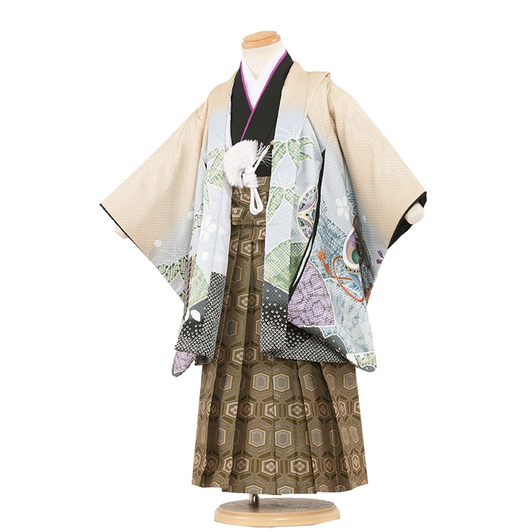 着物セット 良好品 レンタル フルセット 男の子 着物 七五三 男の子 袴 七五三 セット 3歳 羽織袴 シャンパンゴールド 兜 3077 三歳 男の子 着物 レンタル 簡単着付け袴 七五三 3歳男の子 往復送料無料 貸衣裳 貸衣装 レンタル七五三 袴セット 男児 袴