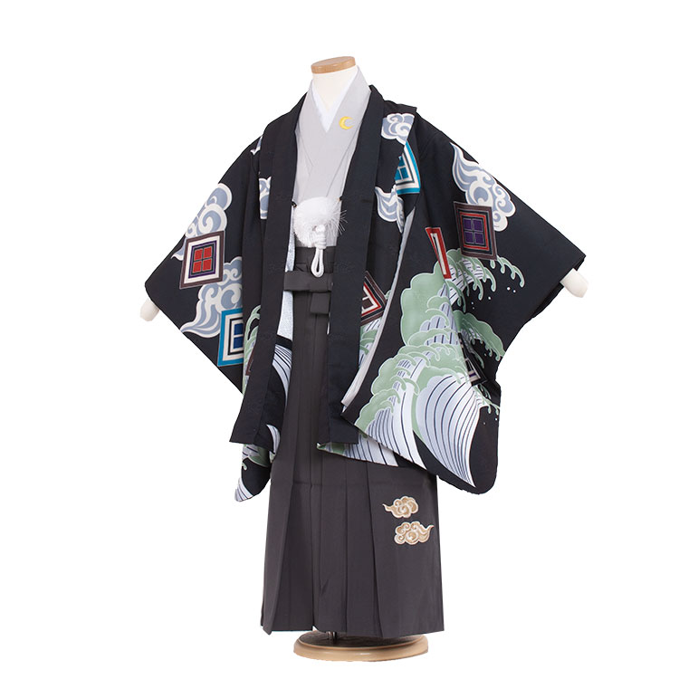 【レンタル】【かんたん着付け袴】卒園式　着物　きもの　和服　七五三 着物 男の子 袴 レンタル 袴セット 七五三レンタル フルセットレンタル 753 かしいしょう 753レンタル 着物レンタル 結婚式 発表会 　七草祝い 往復送料無料/3AO5143 9,800円