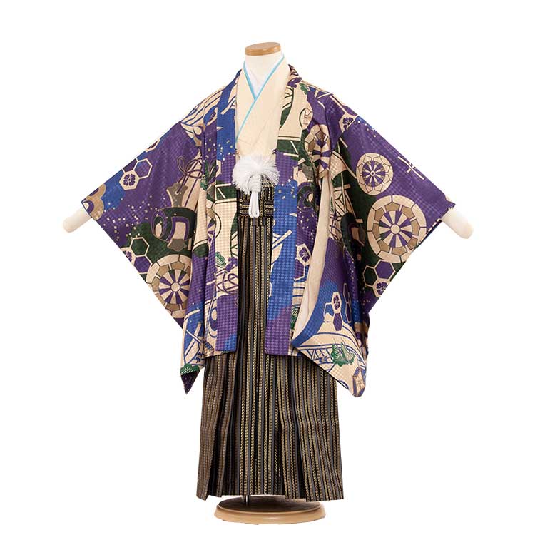 楽天市場】【レンタル】【かんたん着付け袴】5136紫/虎桜吹雪 七五三