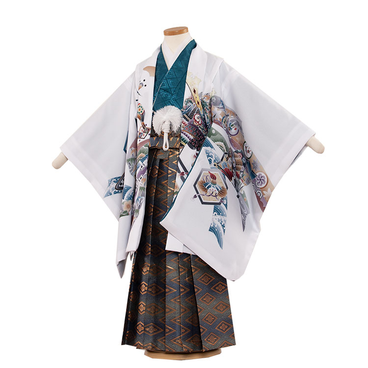 5461 白 兜 束のし 七五三 着物 男の子 五歳 男児5歳用 羽織袴 5歳 セット 袴 5歳男の子 はかま 新品足袋プレゼント 袴セット 貸衣装 往復送料無料 おしゃれ 簡単着付け フルセット 送料0円 男児 和装 レンタル