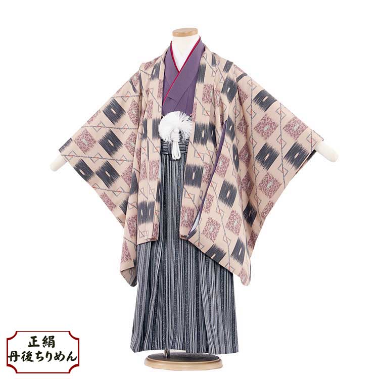 【レンタル】【かんたん着付け袴】【当店オリジナル】【丹後ちりめん】【正絹】七五三 着物 5歳 男の子 袴 レンタル 袴セット 七五三レンタル 753 5歳男の子 753レンタル 着物レンタル 結婚式 発表会 卒園式 新品足袋プレゼント 往復送料無料 8043
