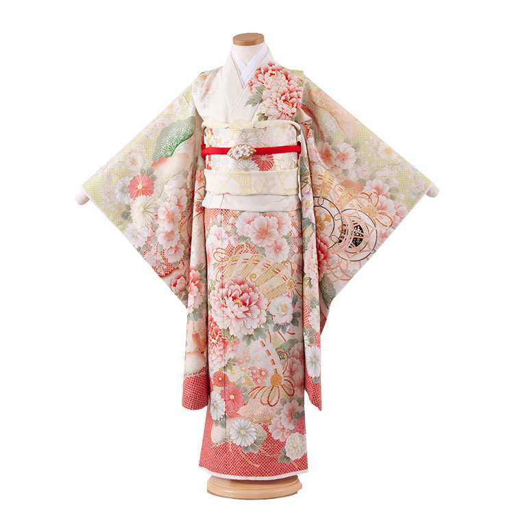 七五三 7歳振袖 280クリーム色 七五三 着物 7歳 女の子 レンタル 正統