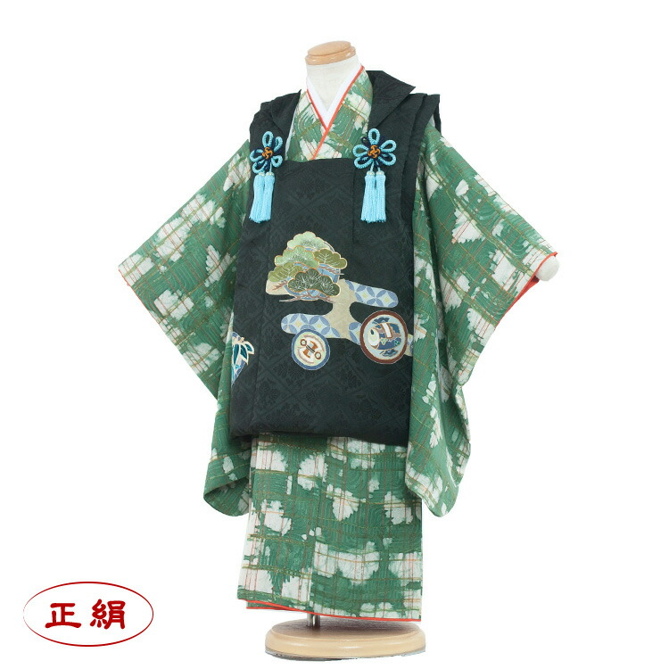 楽天市場】【レンタル】七五三 被布セット 男の子）1009 深緑地/緑
