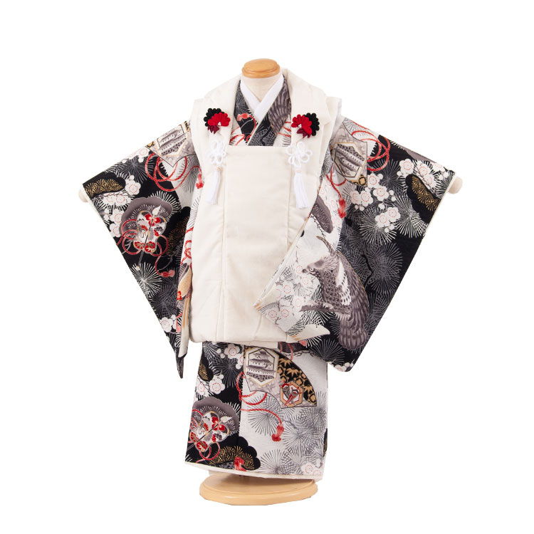 【賃借】3A59 華徒然 象牙色×黒 名文柄 七五三3歳お坊っちゃん厚地の外套 お召しもの賃借 アンティーク レトロ 今めかしい 今めかしい 賃借 お坊っちゃん 3歳 赤ちゃんきもの 厚地の外套仕掛ける 和装 儀式用 3才 お坊っちゃん 厚地の外套厚地の外套 愛くるしげ 京都 貸お召しもの  新品足袋差し上げ物 往復貨物輸送無料
