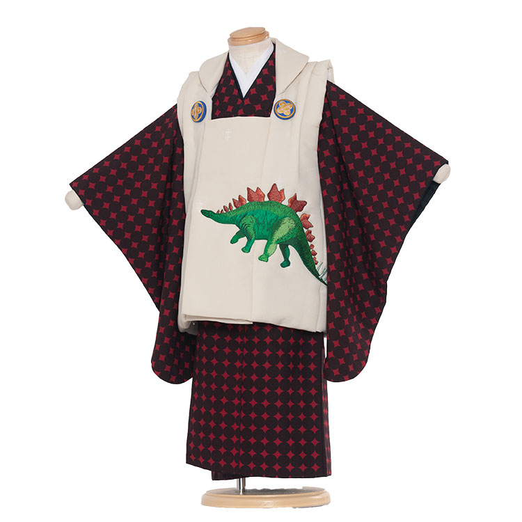 人気絶頂 レンタル 七五三 着物 3歳 男の子 レンタル アンティーク レトロ 和風モダン古典 3歳男の子 被布 753着物 被布フルセット 753 子供 きもの 七五三レンタル 貸衣装 貸衣裳 往復 4 01 赤ドット 恐竜w 高い品質 Boomsportsacademy Com