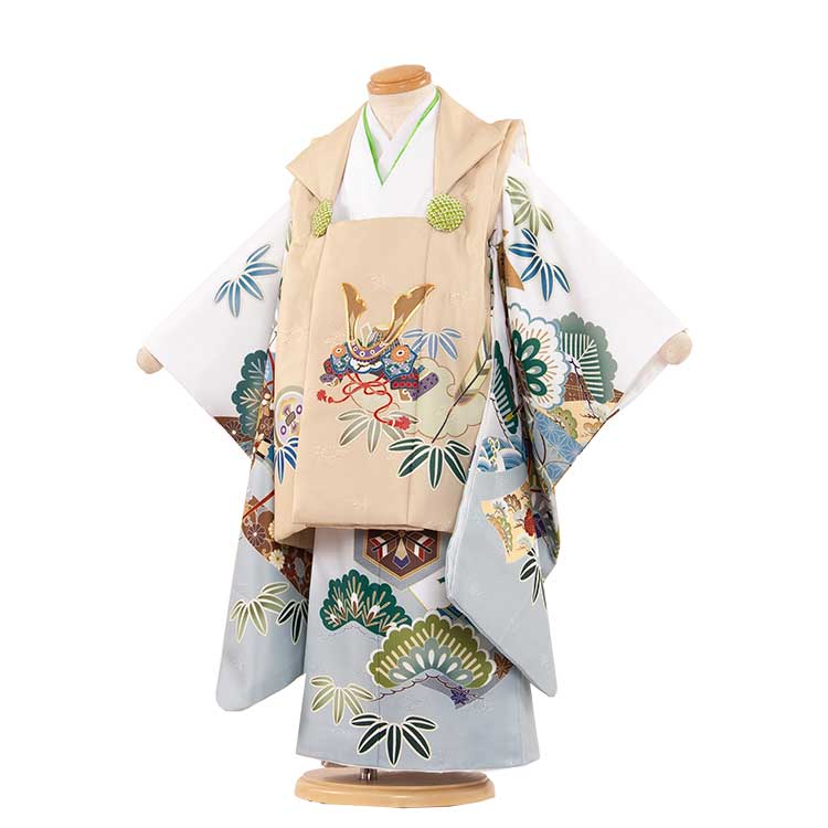 509ab17◎七五三 三歳 男の子 セミアンティーク着物&被布 レトロ 古典