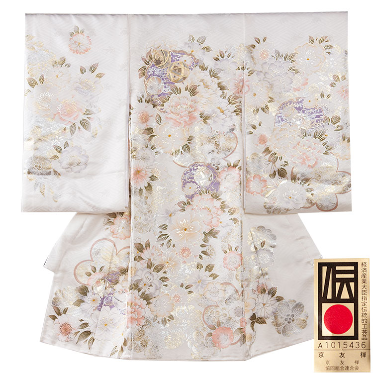 【レンタル】お宮参り 着物 レンタル 女の子 祝い着 女 のしめ 産着 初着 宮参り 京都 赤ちゃん ベビー帽子セット よだれかけ無料 掛け着 女児 レンタル おしゃれ 人気 色 柄 かわいい 往復送料無料 お宮参り 高級 産着レンタル 1478 白地/経済産業大臣指定伝統品｜着物レンタル　京都ちりめんや 15,246円