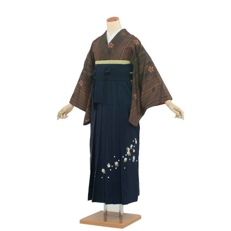 【レンタル】 袴 卒業式 袴セット 女 セット 女性 卒業式袴セット 着物レンタル ハカマ はかま 大人 レディース フルセットレンタル 対応身長153cm～158cm 往復送料無料（0011）レトロ/紺袴91