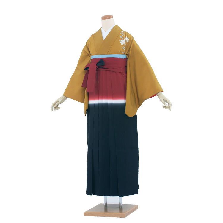 【レンタル】 卒業式　袴レンタル レンタル袴8121 からし/赤紺袴97　着物レンタル　卒業袴　フルセットレンタル　大人用　先生用　女性　大学　短大　専門学校　謝恩会　卒業式袴　２月　３月　４月　袴レンタル　春　往復送料無料★fy16REN07★