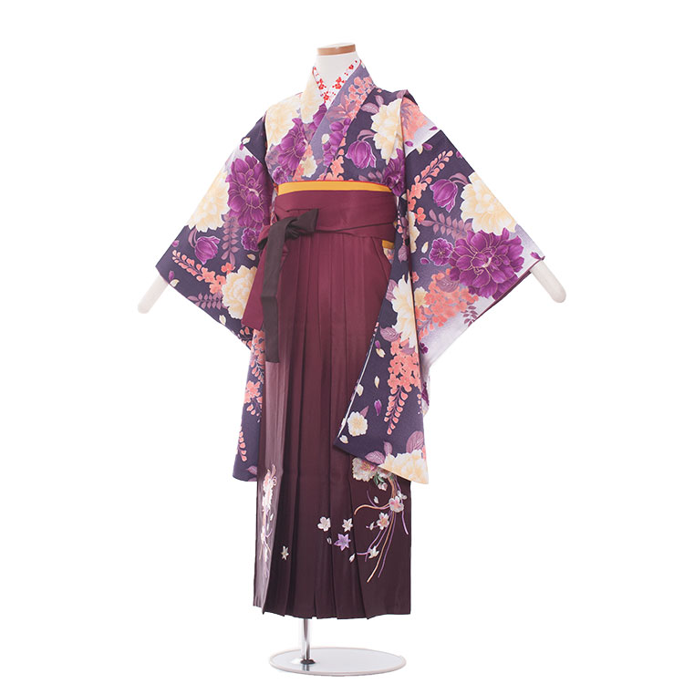 なおこ❀小学校卒業式❀袴セット 夜桜蝶舞 袴4点セット 華やか B ジュニア) 袴セット 卒業式 小学生 袴