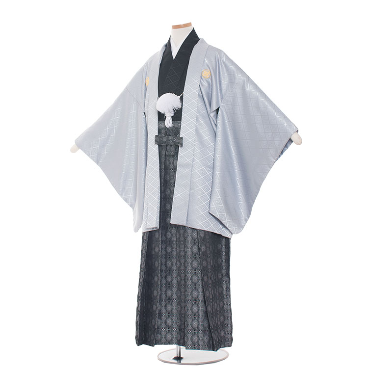 【レンタル】小学生卒業式袴 レンタル 男の子 1501-7グレー/黒袴丈85cm 卒業式 袴 レンタル 男 袴レンタル 紋付袴 羽織袴レンタル 小学校卒業式 卒業式袴セット 小学生 小学校 卒業式 袴セット 袴 セット 12歳 13歳 6年生 往復送料無料|着物レンタル 京都ちりめんや