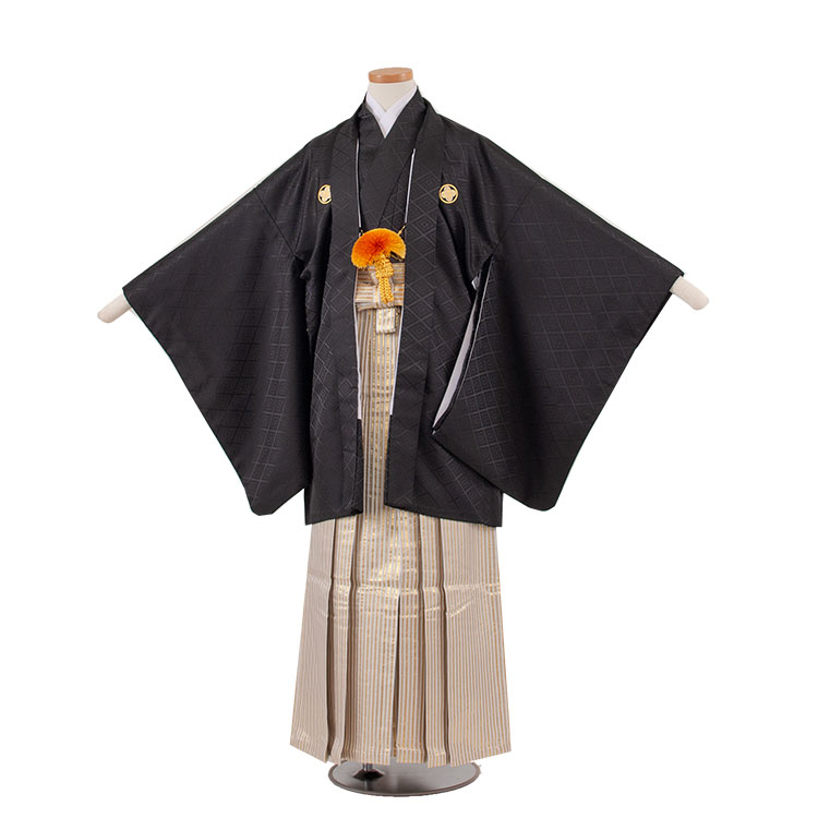 【レンタル】小学生卒業式袴 レンタル 男の子 1508-2 黒/黒おしゃれ袴丈84cm 卒業式 袴 レンタル 男 袴レンタル 紋付袴 羽織袴レンタル 小学校卒業式 卒業式袴セット 小学生 小学校 卒業式 袴セット 袴 セット 12歳 13歳 6年生 往復送料無料|着物レンタル 京都ちりめんや