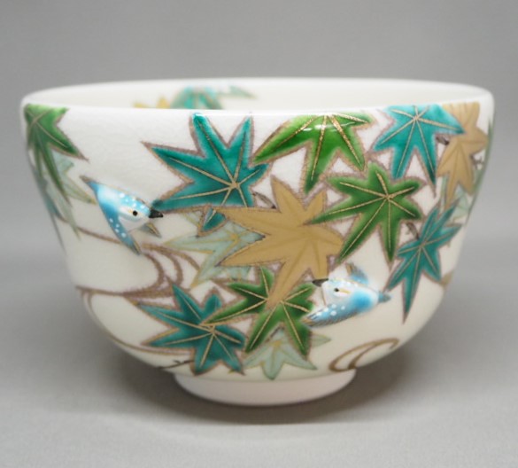 青楓に翡翆絵 茶碗小手鞠窯 並川昌夫