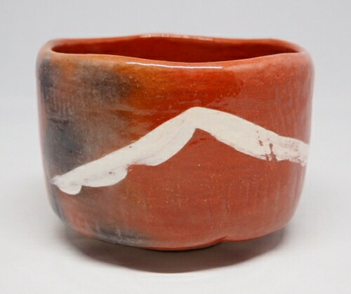 慶入写 赤楽 富士ノ絵 茶碗 楽入窯 キッチン用品・食器・調理器具-抹茶茶碗