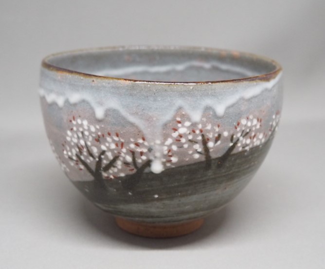 隅田川絵（桜絵）茶碗 藤谷芳哉