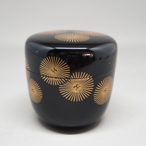 茶道具・棗 】中棗 花丸蒔絵、 山下泰園作 - 茶道具 販売の佐藤