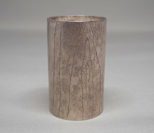 中村宗悦作 【侍】『淡々斎』好 桑 内金塗 中次茶入 正絹仕覆付