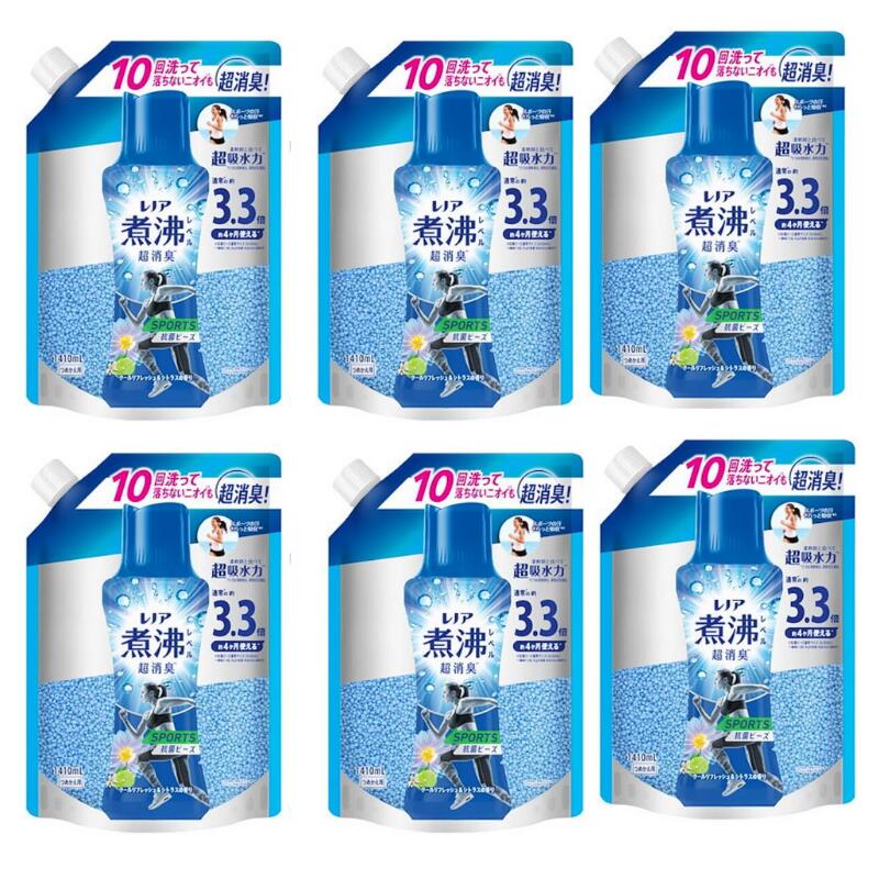 【６個セット】コストコ　P＆Gレノア 煮沸レベル 消臭抗菌 ビーズ スポーツ クールリフレッシュ&シトラスの香り 1,410ml x 6パック　つめかえ用超特大　71351