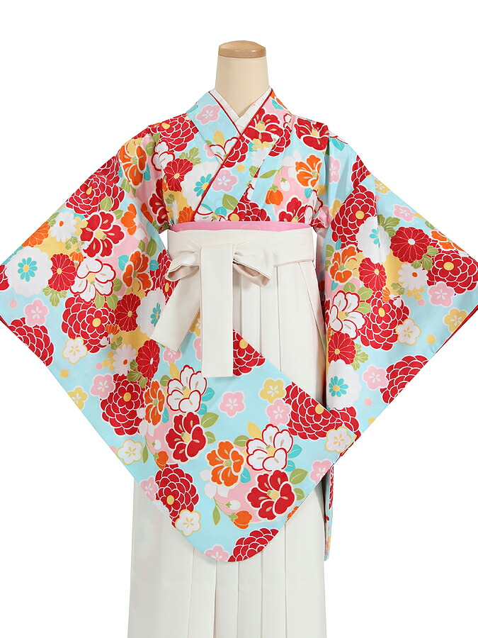 【賃借】【御召しもの仕掛ける】卒式 袴 賃借 小学生用/卒袴 賃借/ 卒袴仕掛ける うしろ帯 御坊っちゃん 大きさ/SG-106 水色地 梅 鼓