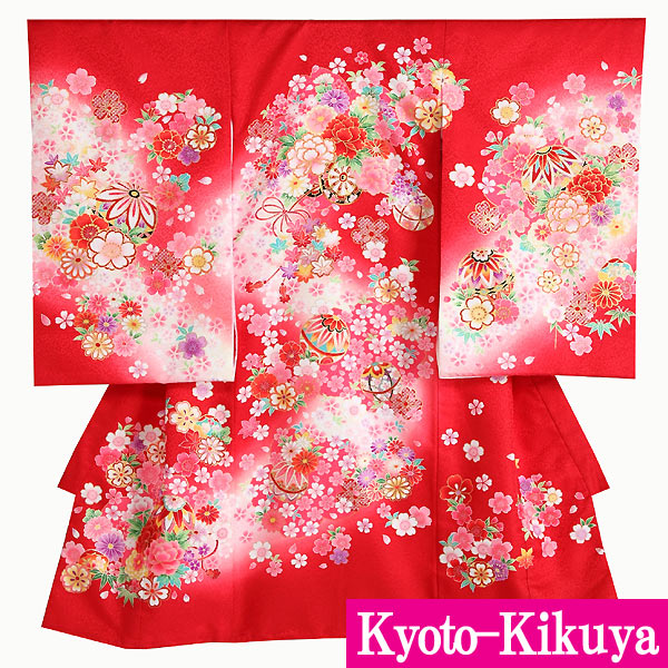 ＼名づける書差し上げ物中／【賃借】お宮参り 御召しもの 賃借 うしろ帯/お宮参り うしろ帯賃借【京都きくや】【往復貨物輸送無料】G35 赤地 割れ易い まり