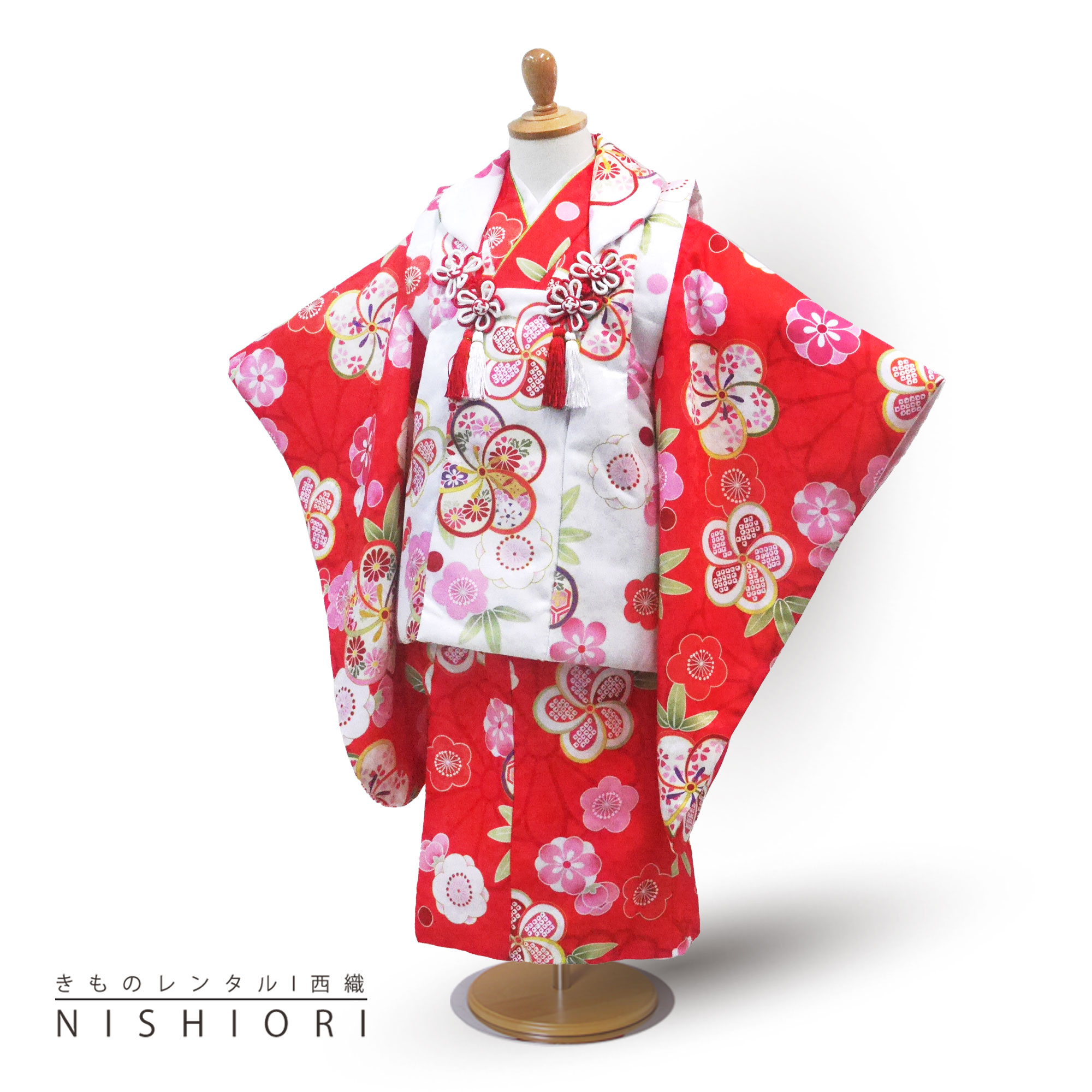 【お買い物マラソン 20%OFFクーポン配布中!】【レンタル】七五三 女の子 3歳 着物 被布 753着物 フルセット 和がまま ブランド 着物 貸衣装 七五三 三歳 子供着物 女児 子ども 結婚式 和装 古典柄 レトロ 昔ながらの和柄 【往復送料無料】No.3281