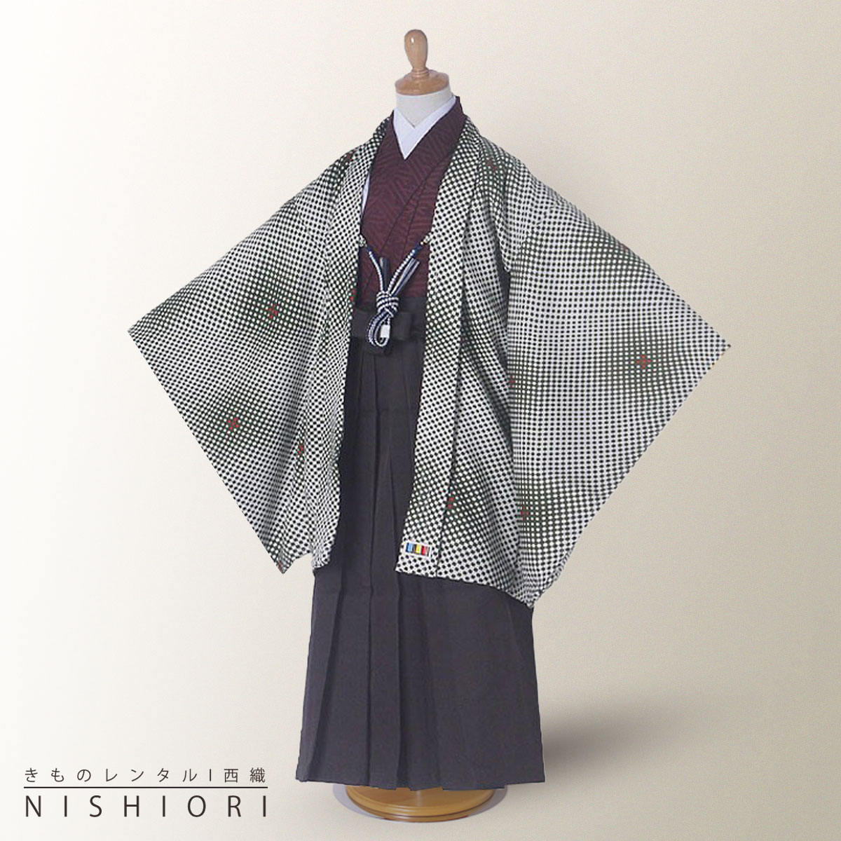 【お買い物マラソン 30%OFFクーポン配布中!】【レンタル】 卒園 七五三 【かんたん着付け】LILI 羽織袴 五歳 男児 着物 アンサンブル セット フルセット【5歳 貸衣装 子供 男の子 着物セット】お正月 卒業式【往復送料無料】市松 緑 赤 新品足袋プレゼント