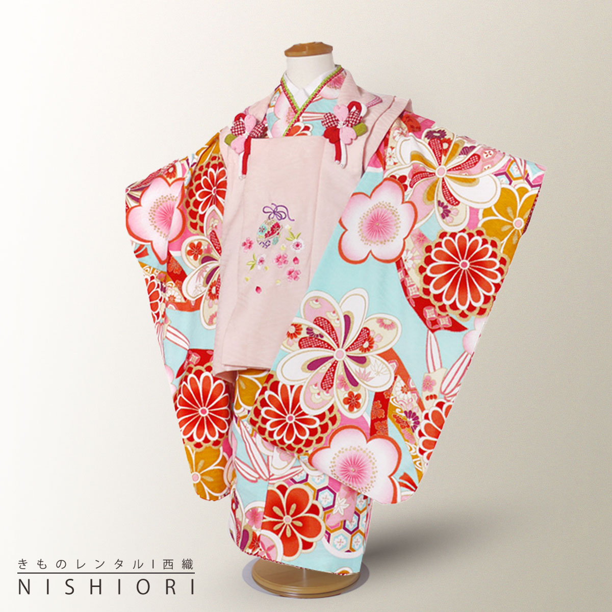 七五三 結婚式 3歳レンタル 身長90 100cm対応 3歳 女の子 被布 着物セット 着物 フルセット 梅 753着物 七五三レンタル 草履約17 5cm 着物レンタル 貸衣装 七五三 三歳 子供着物 女児 子ども 可愛い ひな祭り 結婚式 和装式部浪漫 ブランド水色 ピンク 梅 往復送料無料