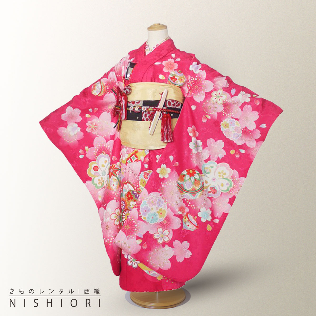 専用です☆メゾピアノ着物と帯セット 七五三 着物 レンタル 7歳 四つ身セット 320086 Mezzo Piano