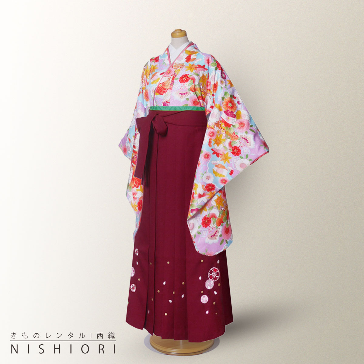 【夏休み最終】卒業式　2尺袖　着物のみ 楽天市場】【レンタル】ジュニアサイズ 二尺袖 着物 袴 フル