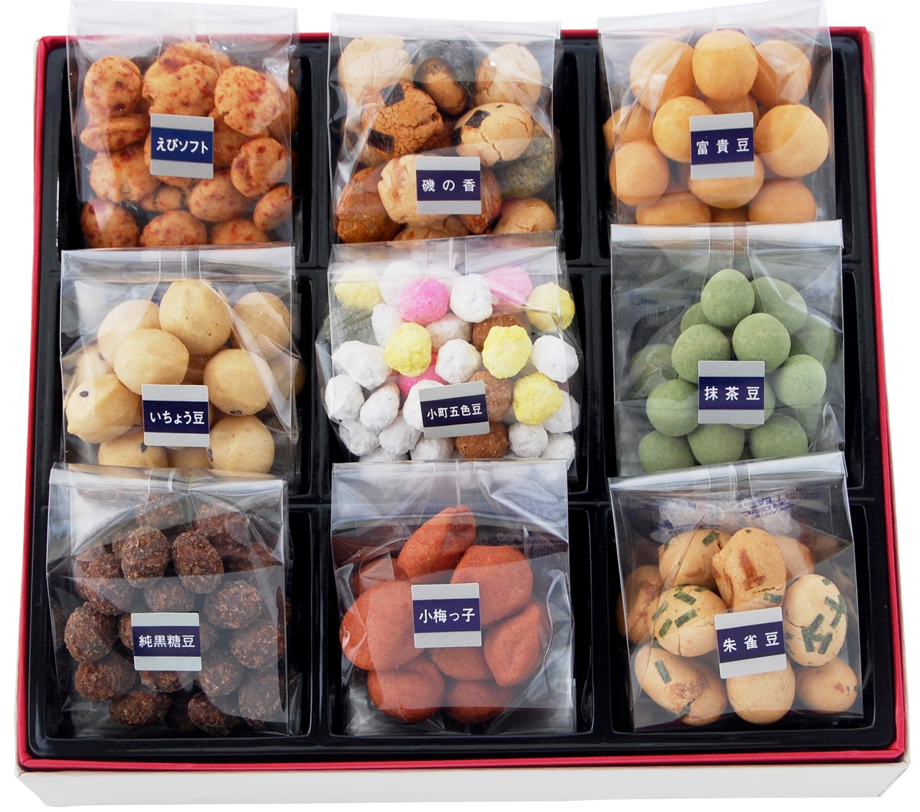 京都の豆菓子９種類詰合せ。手土産に【京都・豆富】の自信作をどうぞ。 　豆蔵（まめぞう）　９袋入