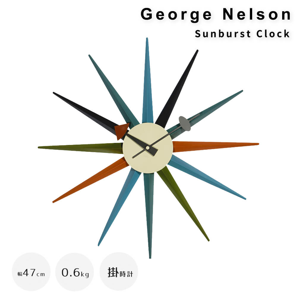 Ｇｅｏｒｇｅ Ｎｅｌｓｏｎ（ジョージ・ネルソン） Ｓｕｎｂｕｒｓｔ Ｃｌｏｃｋ（サンバースト クロック） ジョージネルソン ネルソンクロック サンバーストクロック ミッドセンチュリー デザイナーズ リプロダクト 時計 クロック ナチュラル シンプル 北欧
