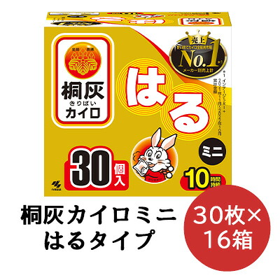 【尖んがり3倍 6/4 20時から】小林製薬 桐灰 カイロ  貼る ミニサイズ 30枚×16箱 使い走りすてカイロ 貨物輸送無料 06071