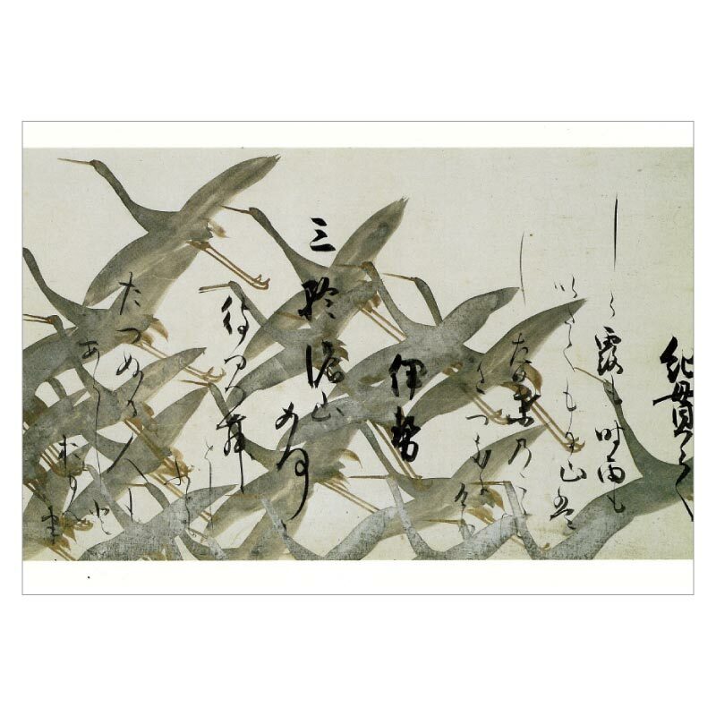楽天市場】縮小絵巻物 〈重文 鶴図下絵和歌巻〉 書：本阿弥光悦筆 画