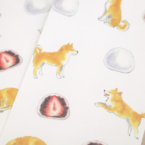 楽天市場 美味しそうなおやつと愛らしい柴犬がいっぱい しばいぬとおやつ シリーズ金封 いちごだいふく 京都文具屋