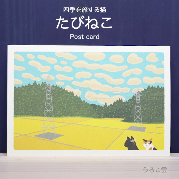 新しいブランド たびねこ 春柄 ポストカード 駅でお花見 可愛い 猫 ネコ 桜 四季 風景 はがき もりとしのり 
