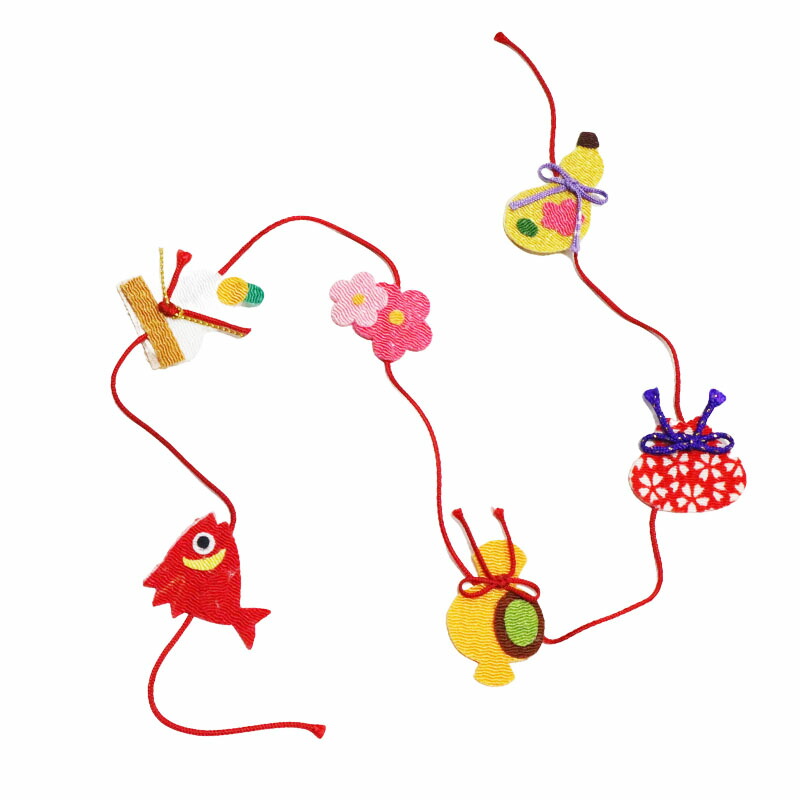 楽天市場】ちりめんパーツ 正月飾り 縮緬 紐 吊り（6個セット） 正月