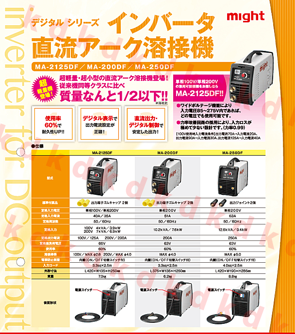 マイト工業 might デジタルインバーター直流アーク溶接機 入力電圧単相200V 持ち運び便利 自重8.8kg 【☆安心の定価販売☆】 デジタル インバーター直流アーク溶接機