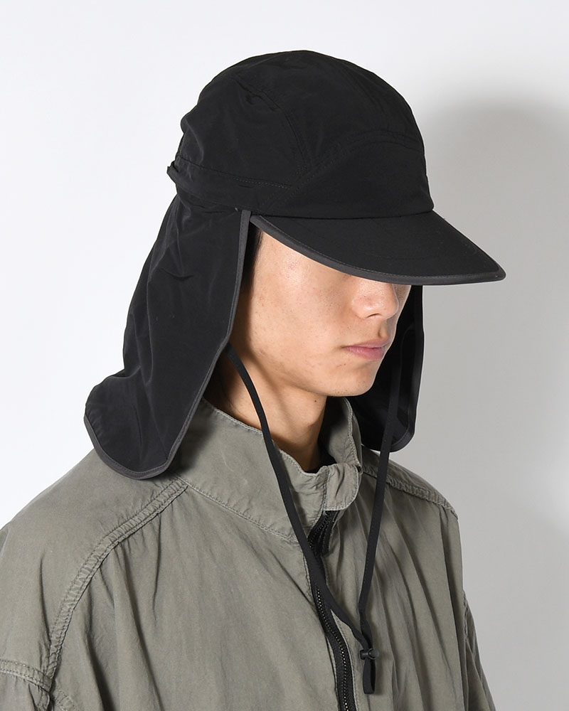 Indietro Association インディエトロアソシエーション ジェットキャップ メンズ/レディース 帽子 サンシェード付き ナイロン 26春夏 SUNSHADE CAP -BLACK-|京都印STORE
