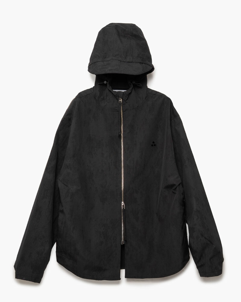 CONTE STRUT コンテ ストラット ジップアップパーカー トップス メンズ/レディース フーディ 総柄 テック 26春夏 ZIP-UP HOODED SHIRTS (SHELL) -BLACK-｜京都印ＳＴＯＲＥ