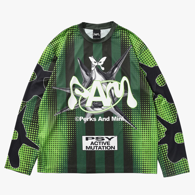 Perks And Mini パークスアンドミニ ゲームシャツシャツ 長袖 トップス メンズ/レディース メッシュ PAM/パム 26春夏 PIPE DREAM MESH SPORTS TOP -MULTI-